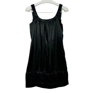 BEDO Black satin beaded backless shift dress